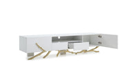 Legend - 87"-Wide Modern White Gold TV Stand