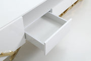 Legend - 87"-Wide Modern White Gold TV Stand — view 3