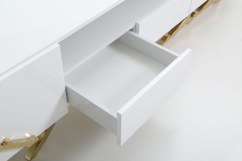Legend - 87"-Wide Modern White Gold TV Stand — view 3
