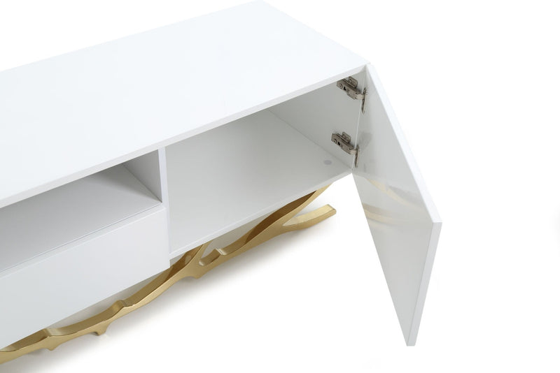Legend - 87"-Wide Modern White Gold TV Stand — view 4