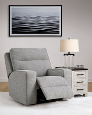 Biscoe - Power Recliner /Adj Headrest - Pewter - R&R Furniture Gallery (Fountain Valley, CA)