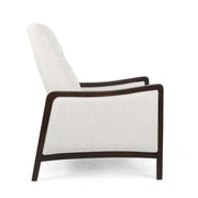 Contemporary Noble House Drury fabric upholstered pushback recliner with padded armrests and plush cushioning in a modern living room setting.