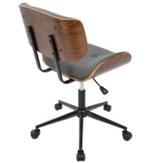 Lumi Source Lombardi mid-century modern adjustable office chair with swivel and wooden base, featuring a sleek, ergonomic design.