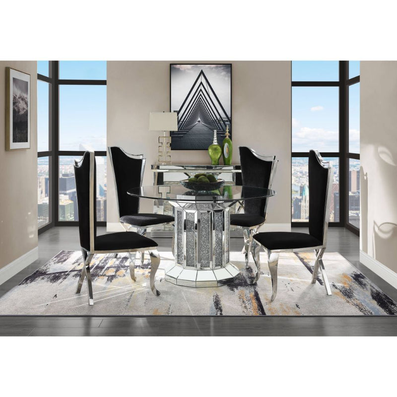 Noralie - Dining Table - Clear Glass Top & Mirrored & Faux Diamonds - R&R Furniture Gallery (Fountain Valley, CA)