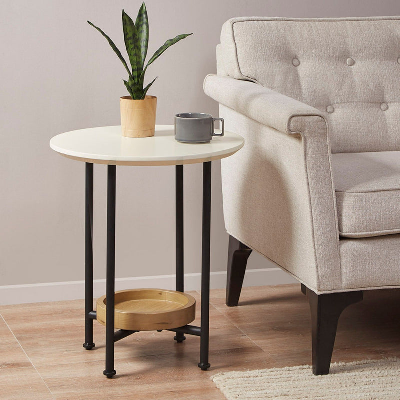 Oval End Table - White / Natural - R&R Furniture Gallery (Fountain Valley, CA)