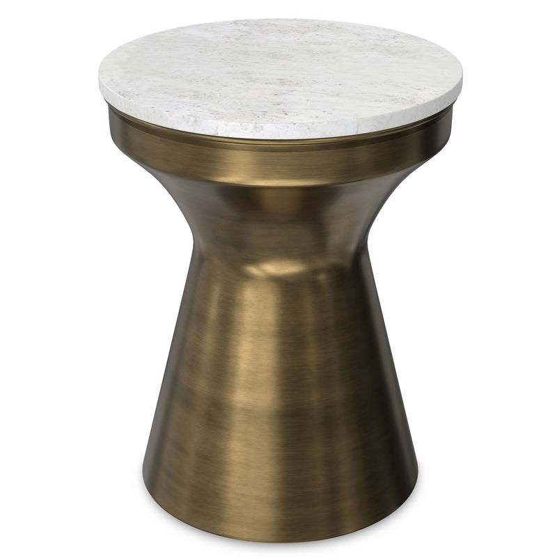 Raquel - Side Table - Antique Brass / White - R&R Furniture Gallery (Fountain Valley, CA)