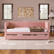 Halcyon Home storage daybed with two drawers and wooden slat base, showcasing a modern design with ample under-bed storage.