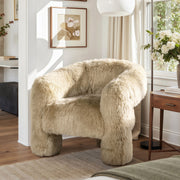 Avalon - Genuine Sheepskin Fur Split Barrel Back Accent Chair - Natural Blonde - R&R Furniture Gallery (Fountain Valley, CA)
