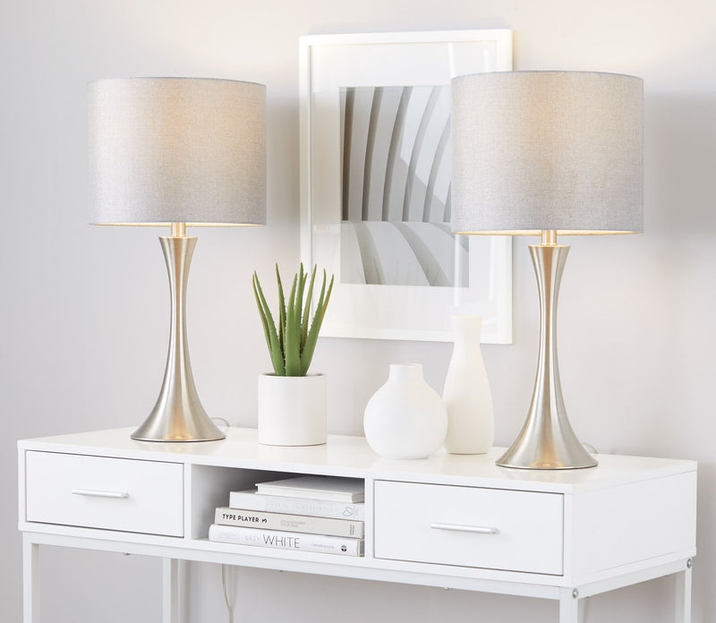 Lumi Source Lenuxe contemporary semi-gloss table lamp set with modern sleek design, ideal for living rooms or bedrooms.
