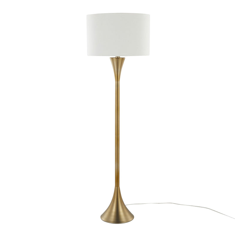 Lumi Source Lenuxe contemporary floor lamp with sleek metal stand and modern design, ideal for living room lighting.