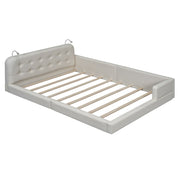 Queen Size Upholstered Platform Bed With 2 Reading Lights - White - R&R Furniture Gallery (Fountain Valley, CA)