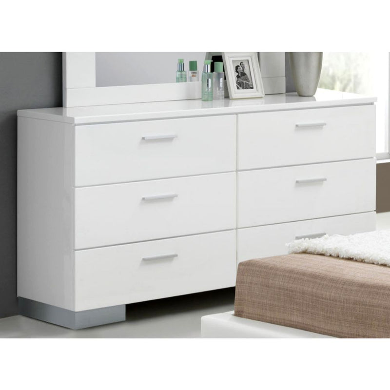 Lorimar - Dresser - White & Chrome Leg - R&R Furniture Gallery (Fountain Valley, CA)