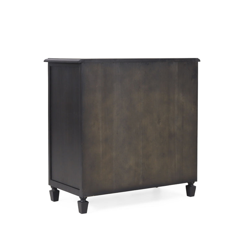 Dark gray Newell Cane 3 Drawer Dresser by Noble House, an accent chest with a stylish design and three spacious drawers.