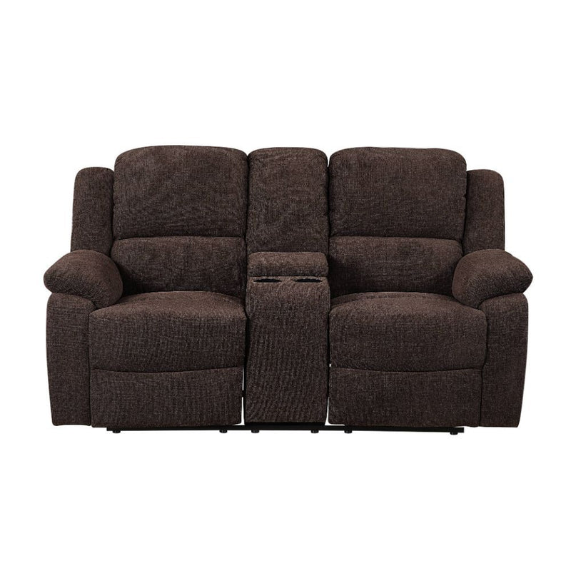 Madden - Motion Loveseat With Console - Brown Chenille - R&R Furniture Gallery (Fountain Valley, CA)