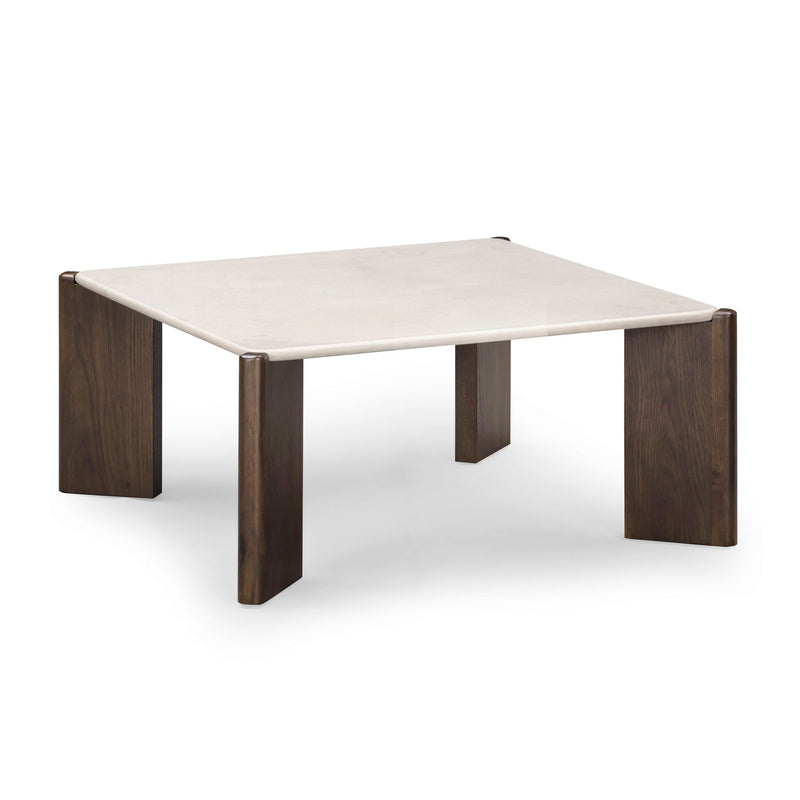Cream square coffee table by TOV Furniture with a sleek, modern design, smooth surface, and sturdy legs perfect for living rooms.