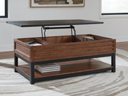 Kallari - Lift Top Cocktail Table - Warm Brown / Black - R&R Furniture Gallery (Fountain Valley, CA)