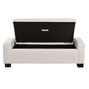 Textured Boucle Ottoman Bench With Hinged Lid For Seating And Storage - Beige - R&R Furniture Gallery (Fountain Valley, CA)