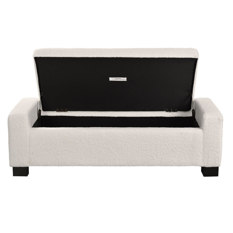 Textured Boucle Ottoman Bench With Hinged Lid For Seating And Storage - Beige - R&R Furniture Gallery (Fountain Valley, CA)