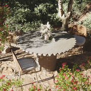 Blossom - Indoor / Outdoor Round Dining Table - Washed Travertine - R&R Furniture Gallery (Fountain Valley, CA)