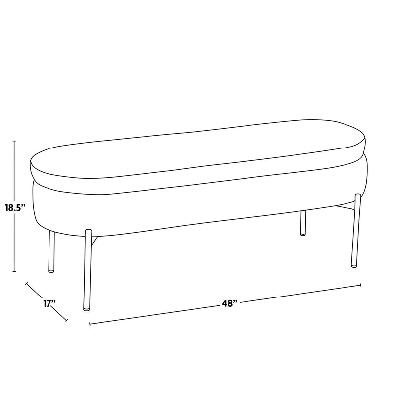 Lumi Source Chloe contemporary glam storage bench with upholstered cushion and sleek wooden legs, modern design for living space.