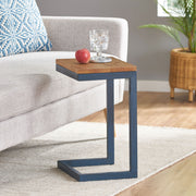 Small C Shaped End Table With Iron Base And Fir Wood Top - Black - R&R Furniture Gallery (Fountain Valley, CA)