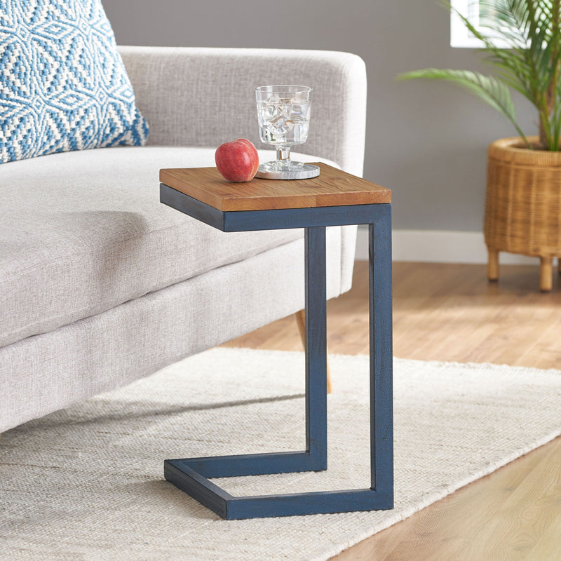 Small C Shaped End Table With Iron Base And Fir Wood Top - Black - R&R Furniture Gallery (Fountain Valley, CA)