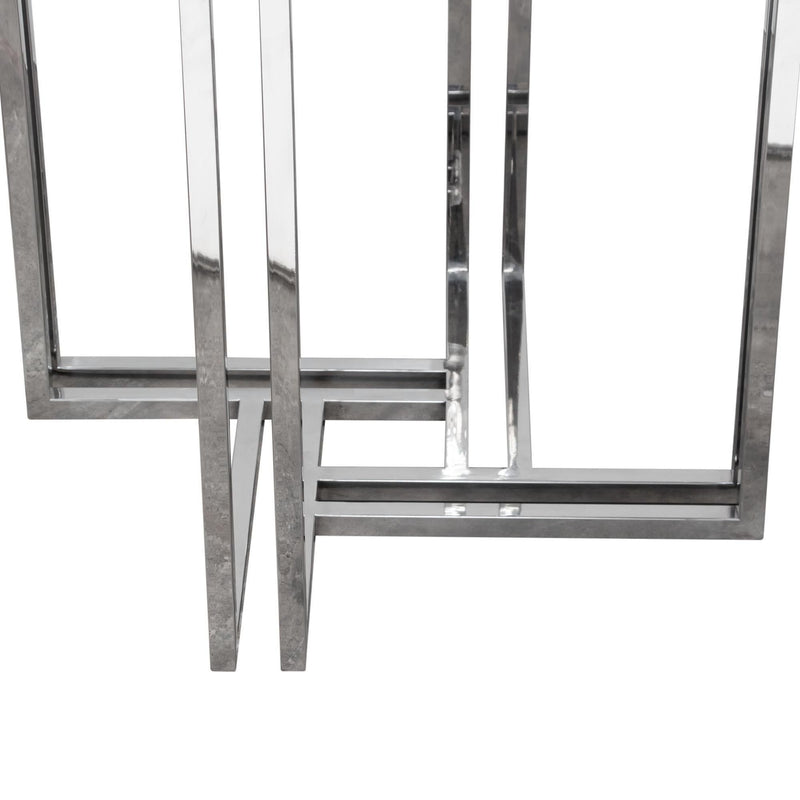 DEKO Polished Stainless Steel Round Dining Table w/ Clear, Tempered Glass Top by Diamond Sofa