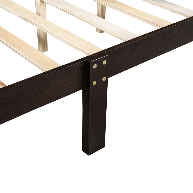 Platform Bed Frame Mattress Foundation Sleigh Bed With Headboard / Footboard / Wood Slat Suppor - R&R Furniture Gallery (Fountain Valley, CA)