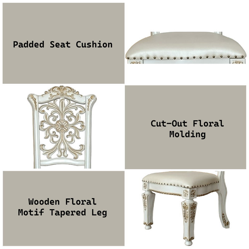 Vendome - 48" Side Chair (Set of 2) - Synthetic Leather & Antique Pearl - R&R Furniture Gallery (Fountain Valley, CA)