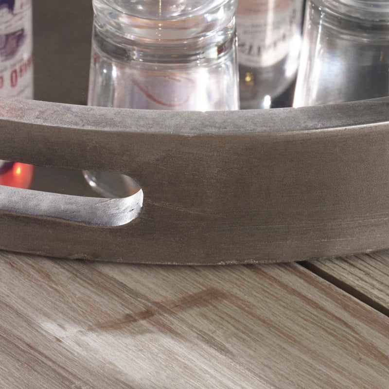 Silver round tray by Uttermost featuring a sleek, polished surface and elegant design, perfect for serving or decorative display.
