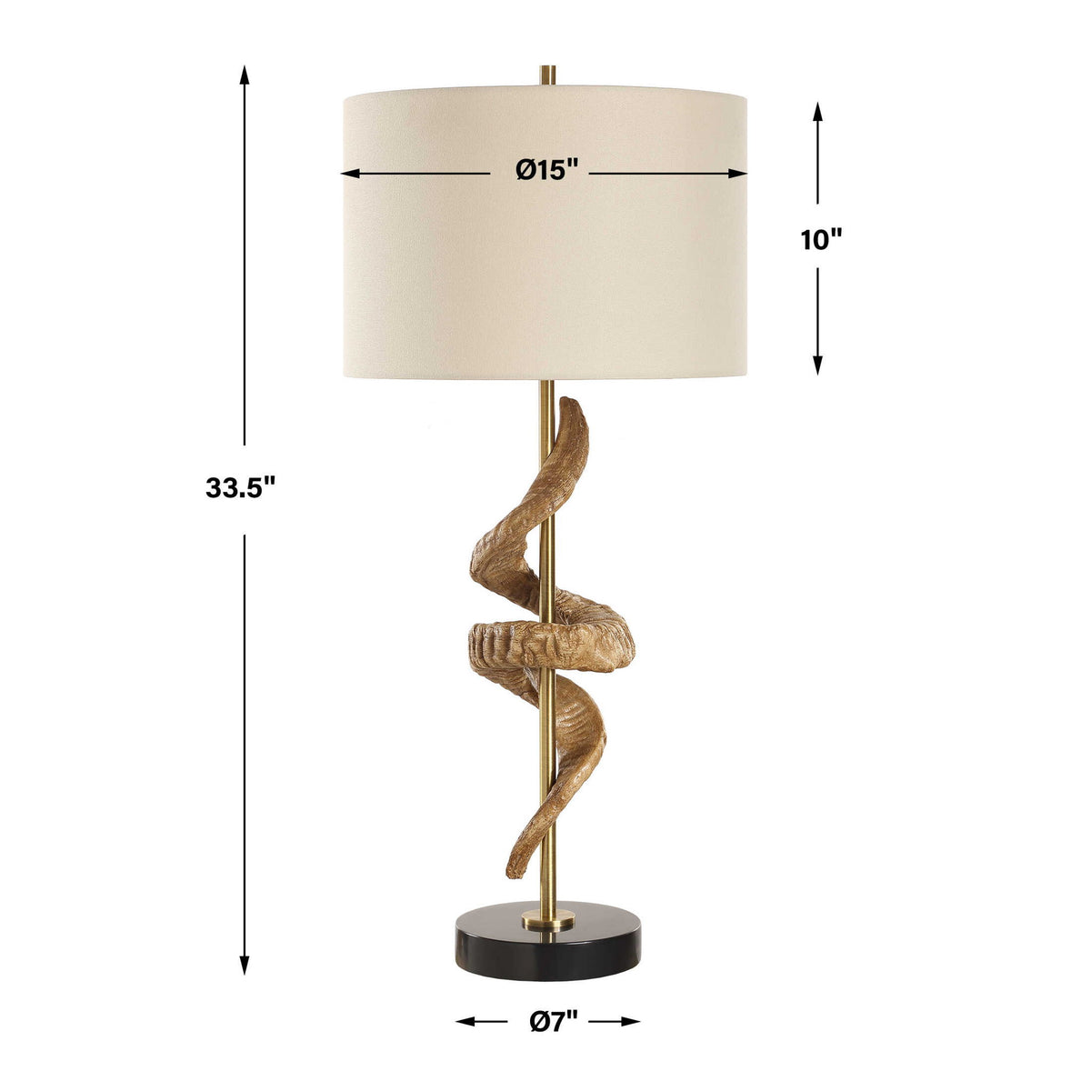 Rams - Horn Table Lamp - Light Brown