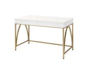 Lightmane - Vanity Desk (Same 92660) - White High Gloss & Gold - R&R Furniture Gallery (Fountain Valley, CA)
