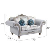 Pelumi - Loveseat With 5 Pillows - Light Gray Linen & Platinum - R&R Furniture Gallery (Fountain Valley, CA)