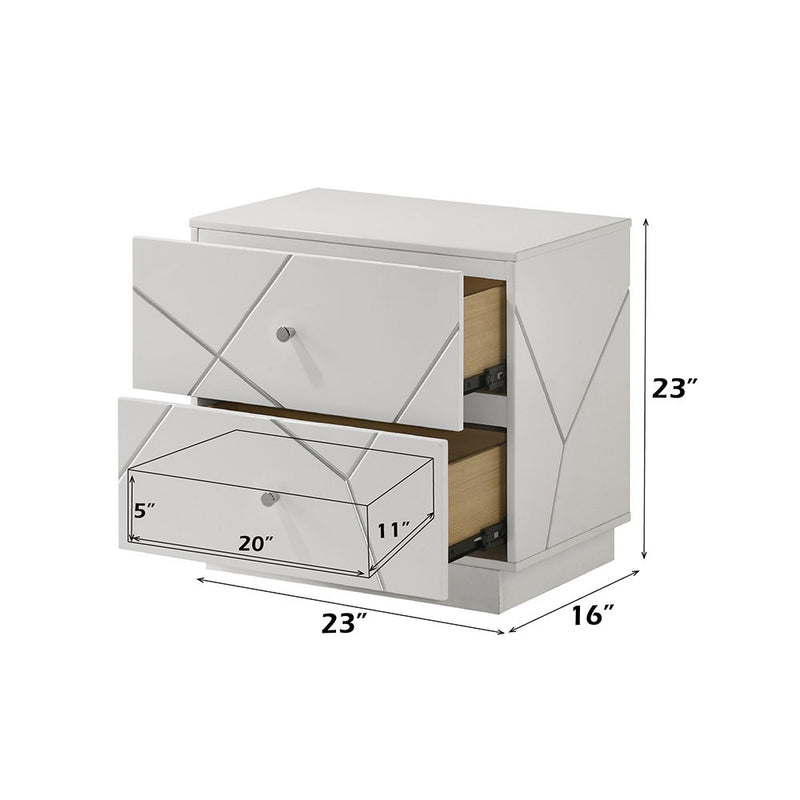 Esther - Nightstand - White / Silver - R&R Furniture Gallery (Fountain Valley, CA)