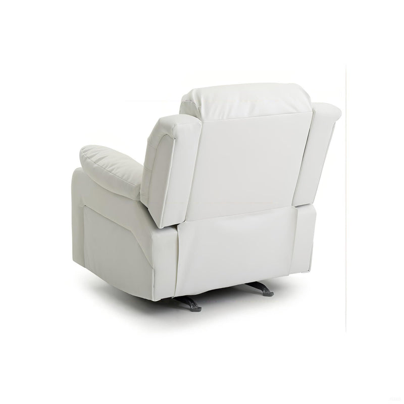 Comfortable Glory Furniture rocking motion recliner with plush upholstery and smooth rocking function, ideal for relaxing in a living room.