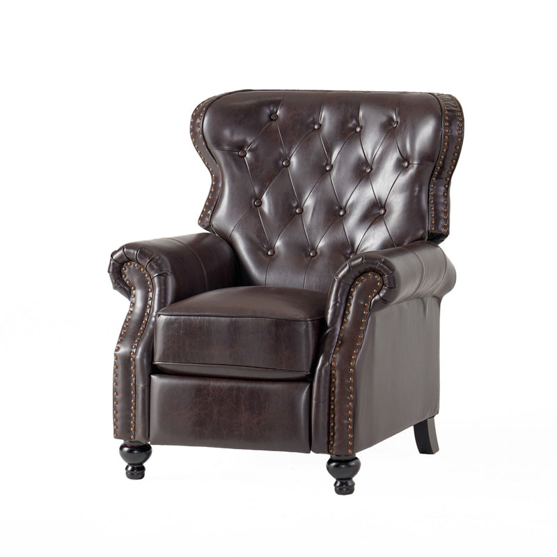Contemporary Style Push Back Recliner With Button Tufted Stitching And Nailhead Trim - R&R Furniture Gallery (Fountain Valley, CA)