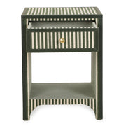TOV Furniture Kora Cotton Jute Accent Nightstand with a wooden top and woven jute drawer front, modern bedroom storage piece