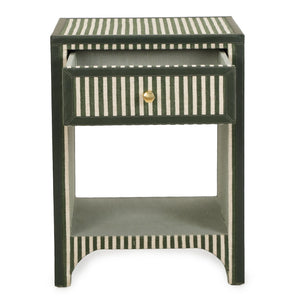 TOV Furniture Kora Cotton Jute Accent Nightstand with a wooden top and woven jute drawer front, modern bedroom storage piece