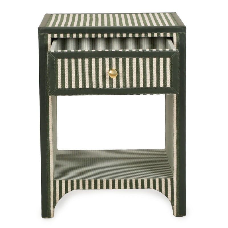 TOV Furniture Kora Cotton Jute Accent Nightstand with a wooden top and woven jute drawer front, modern bedroom storage piece