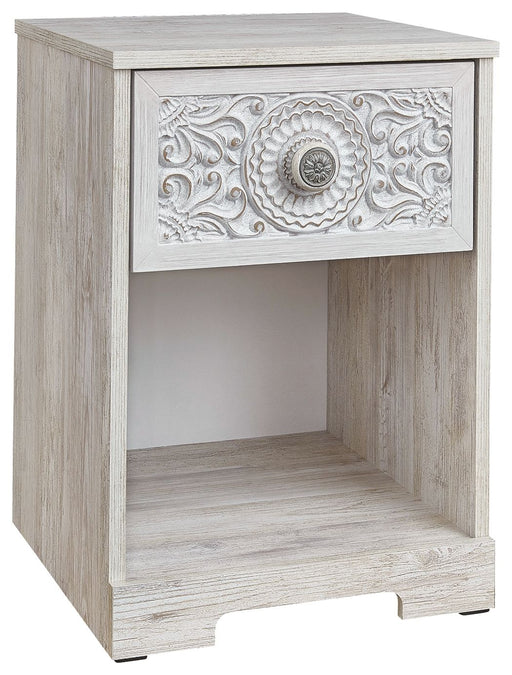 Paxberry - One Drawer Night Stand - Whitewash - R&R Furniture Gallery (Fountain Valley, CA)