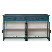 Uttermost Oksana wooden credenza in green with sleek design and natural wood finish, ideal for modern living or office spaces.