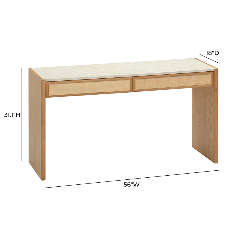 Paige - Console / Desk - Natural Oak - R&R Furniture Gallery (Fountain Valley, CA)