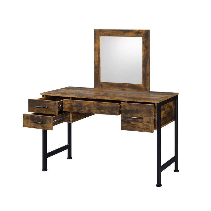 Juvanth - Vanity Desk & Mirror - Rustic Oak & Black - R&R Furniture Gallery (Fountain Valley, CA)