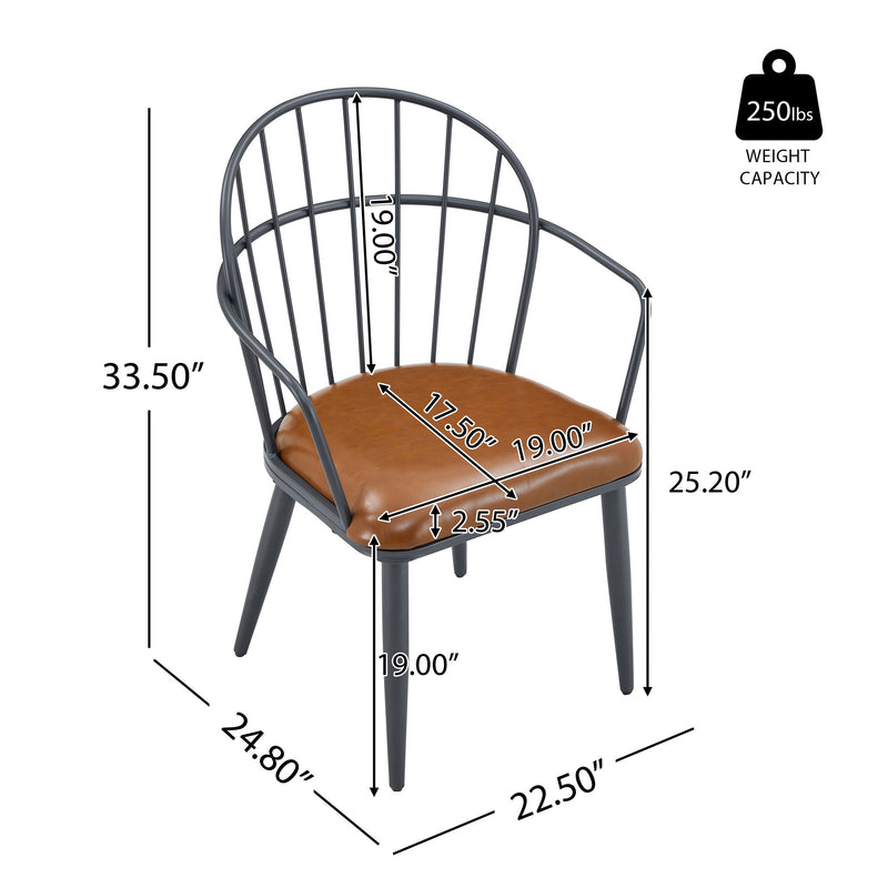 Industrial Inspired Upholstered Dining Chair Set With Metal Legs (Set of 2) - Brown - R&R Furniture Gallery (Fountain Valley, CA)