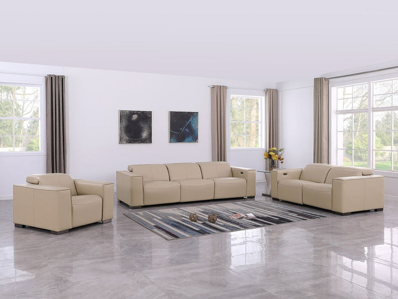 1208 - Leather Reclining Set (Sofa, Loveseat & Chair With 6 Power Recliners) - R&R Furniture Gallery (Fountain Valley, CA)