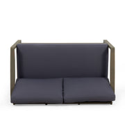 Noble House Samwell outdoor 2-piece coffee table and loveseat set with cushioned seating and modern design.