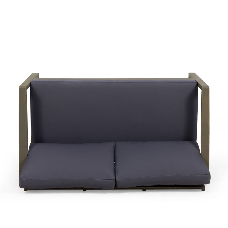 Noble House Samwell outdoor 2-piece coffee table and loveseat set with cushioned seating and modern design.