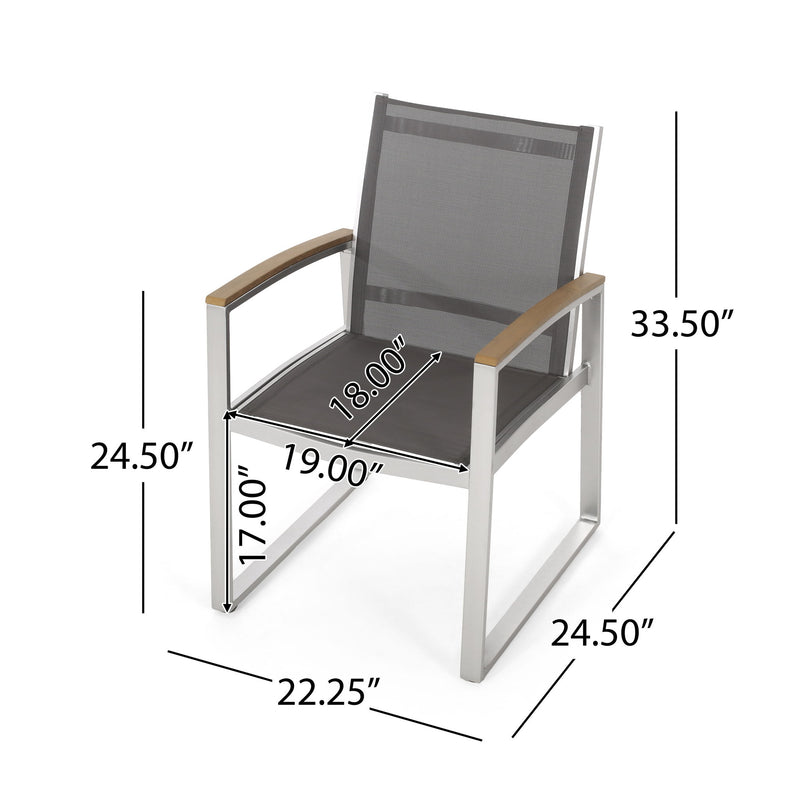 Poetic - Outdoor Dining Chair With Faux Wood Arms And Aluminum Frame (Set of 2) - Gray - R&R Furniture Gallery (Fountain Valley, CA)