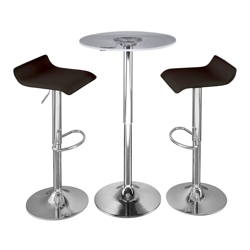 Lumi Source Spyra Ale 3-piece contemporary dining room set with adjustable bar stools and up table, modern design, wood and metal finish