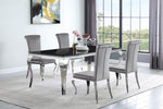 Carone 5-piece 81-inch Rectangular Black Glass Dining Set Grey